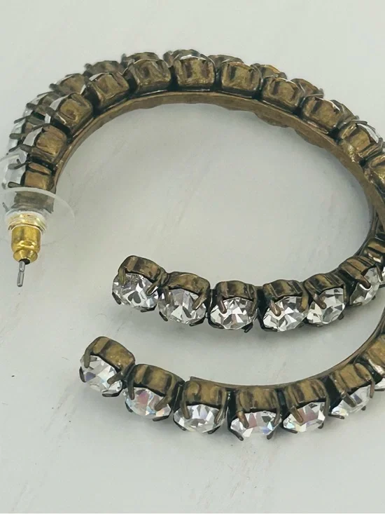 Gold-Tone Crystal Hoop Earrings - Women Jewelry - Picture 4 of 5